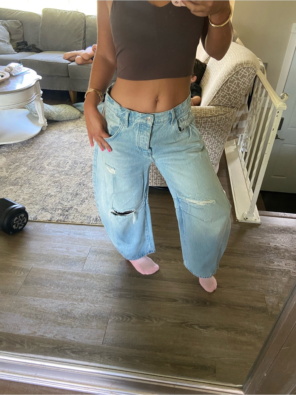Free People Good Luck Barrel Jeans size 27